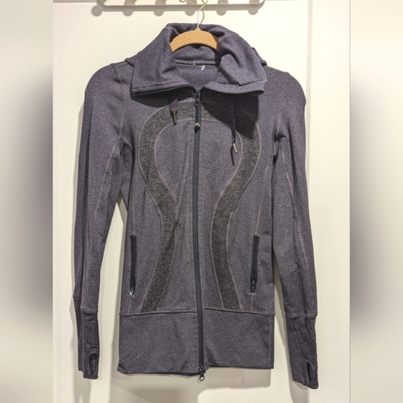 Lululemon Hooded Stride Jacket  Heathered Charcoal Grey and Purple - Picture 1 of 10